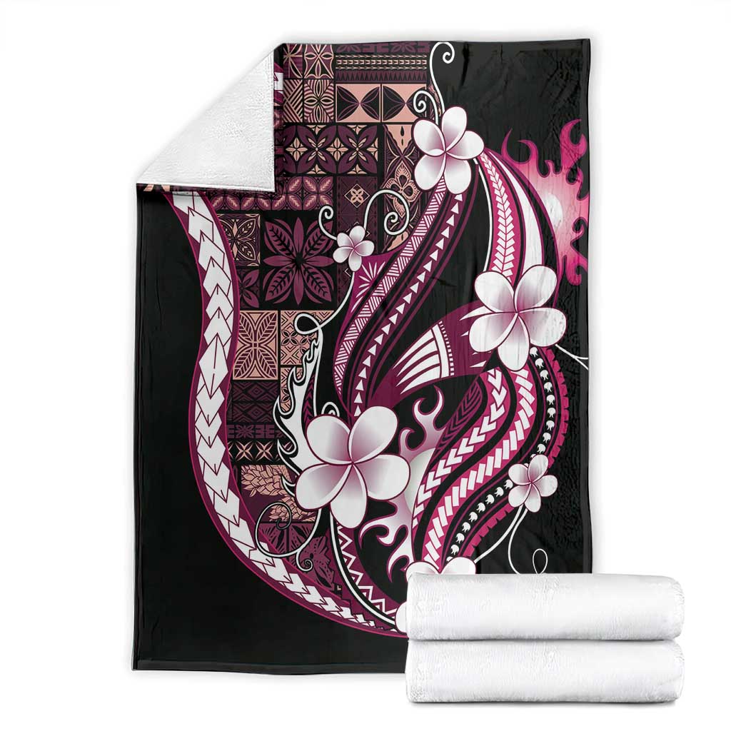 Samoa Siapo Tribal Pattern Blanket Violet Polynesian Plumeria Tapa Motif
