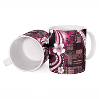 Samoa Siapo Tribal Pattern Ceramic Mug Violet Polynesian Plumeria Tapa Motif