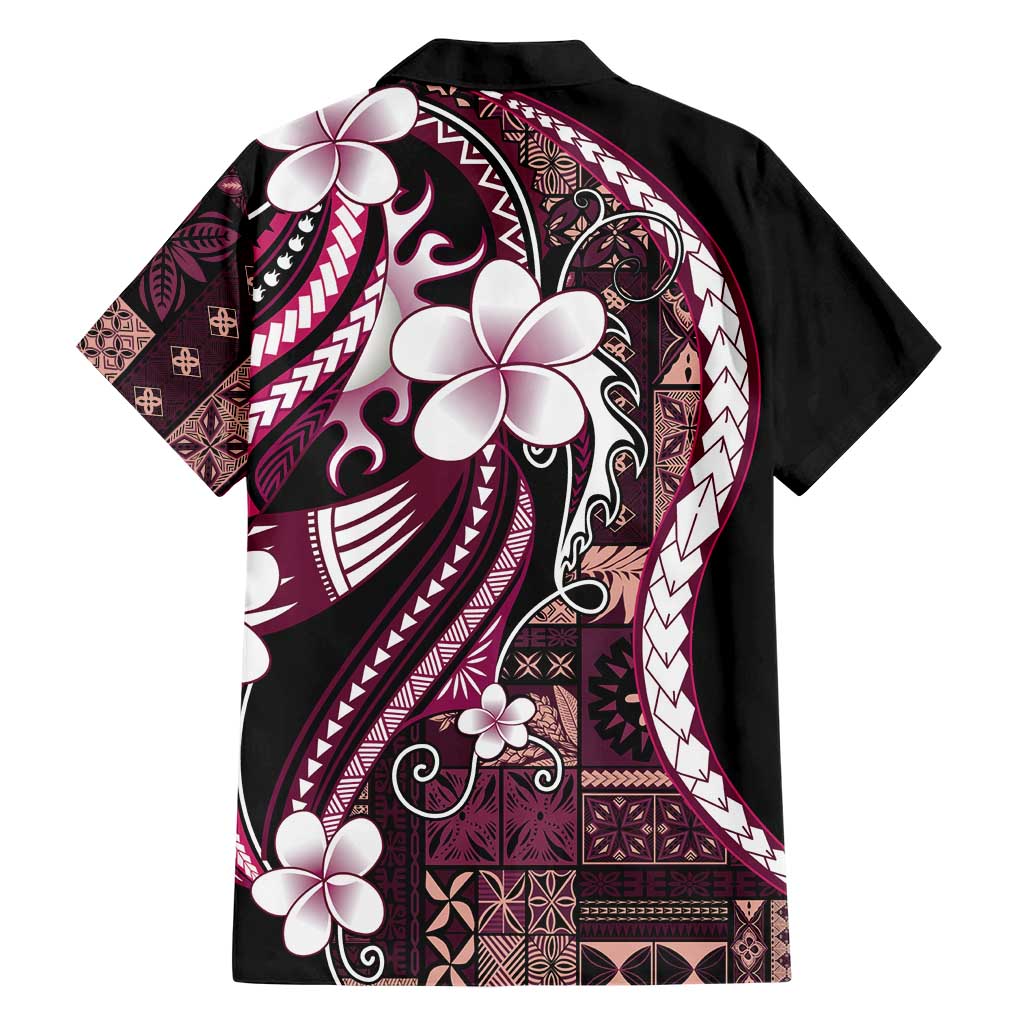 Samoa Siapo Tribal Pattern Family Matching Long Sleeve Bodycon Dress and Hawaiian Shirt Violet Polynesian Plumeria Tapa Motif LT9 - Polynesian Pride