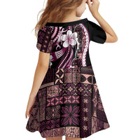 Samoa Siapo Tribal Pattern Family Matching Summer Maxi Dress and Hawaiian Shirt Violet Polynesian Plumeria Tapa Motif