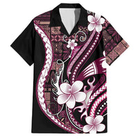 Samoa Siapo Tribal Pattern Family Matching Tank Maxi Dress and Hawaiian Shirt Violet Polynesian Plumeria Tapa Motif LT9 Dad's Shirt - Short Sleeve Violet - Polynesian Pride