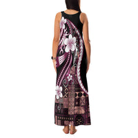Samoa Siapo Tribal Pattern Family Matching Tank Maxi Dress and Hawaiian Shirt Violet Polynesian Plumeria Tapa Motif LT9 - Polynesian Pride