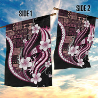 Samoa Siapo Tribal Pattern Garden Flag Violet Polynesian Plumeria Tapa Motif
