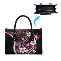 Samoa Siapo Tribal Pattern Leather Bag Violet Polynesian Plumeria Tapa Motif
