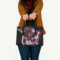 Samoa Siapo Tribal Pattern Leather Bag Violet Polynesian Plumeria Tapa Motif