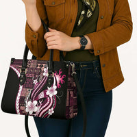Samoa Siapo Tribal Pattern Leather Bag Violet Polynesian Plumeria Tapa Motif