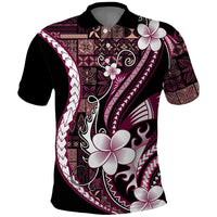 Samoa Siapo Tribal Pattern Polo Shirt Violet Polynesian Plumeria Tapa Motif LT9 Violet - Polynesian Pride
