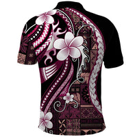 Samoa Siapo Tribal Pattern Polo Shirt Violet Polynesian Plumeria Tapa Motif LT9 - Polynesian Pride