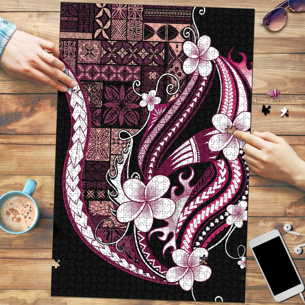 Samoa Siapo Tribal Pattern Puzzle Violet Polynesian Plumeria Tapa Motif