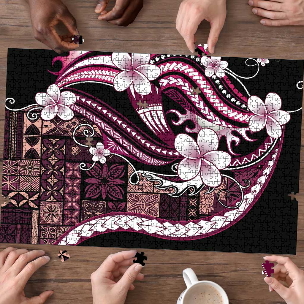 Samoa Siapo Tribal Pattern Puzzle Violet Polynesian Plumeria Tapa Motif