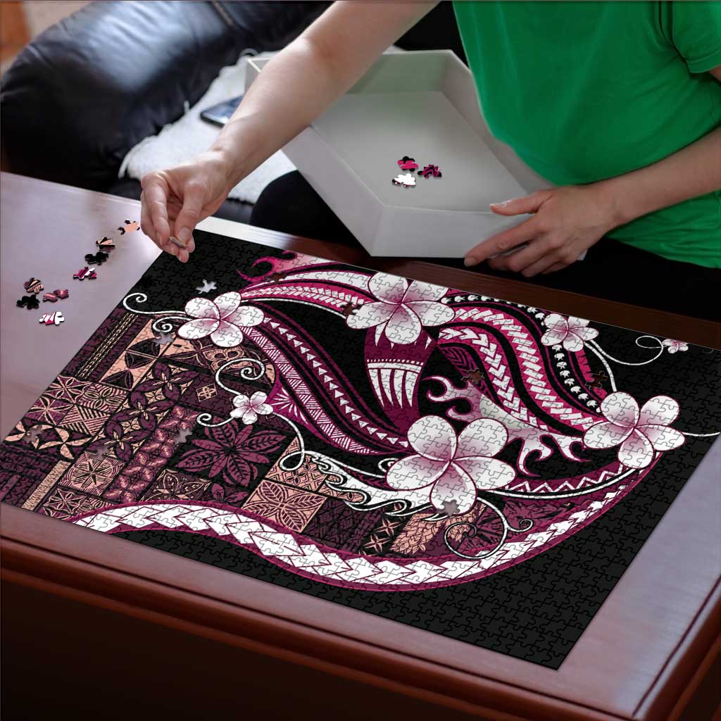 Samoa Siapo Tribal Pattern Puzzle Violet Polynesian Plumeria Tapa Motif