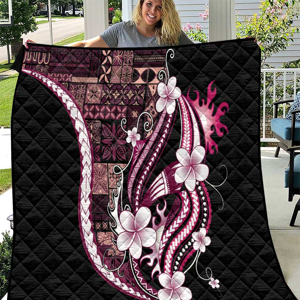 Samoa Siapo Tribal Pattern Quilt Violet Polynesian Plumeria Tapa Motif