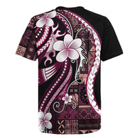 Samoa Siapo Tribal Pattern Rugby Jersey Violet Polynesian Plumeria Tapa Motif