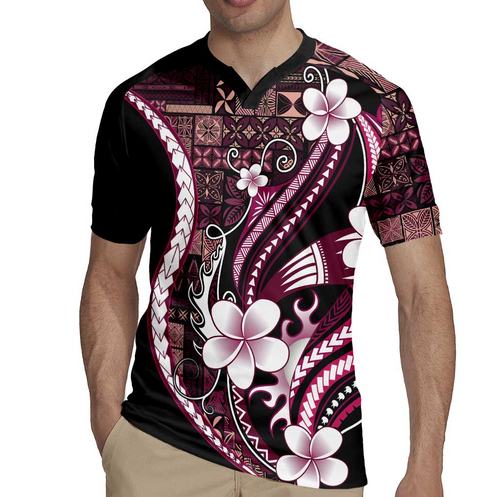 Samoa Siapo Tribal Pattern Rugby Jersey Violet Polynesian Plumeria Tapa Motif