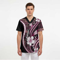 Samoa Siapo Tribal Pattern Scrub Top Violet Polynesian Plumeria Tapa Motif