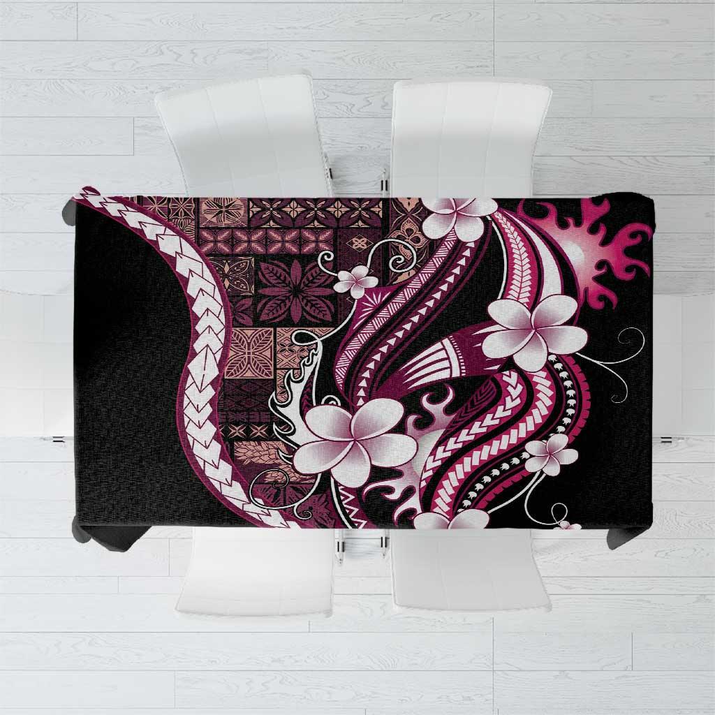 Samoa Siapo Tribal Pattern Tablecloth Violet Polynesian Plumeria Tapa Motif