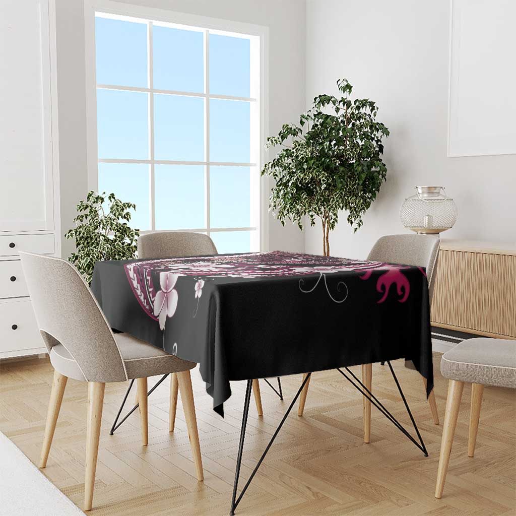 Samoa Siapo Tribal Pattern Tablecloth Violet Polynesian Plumeria Tapa Motif