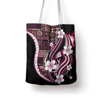 Samoa Siapo Tribal Pattern Tote Bag Violet Polynesian Plumeria Tapa Motif