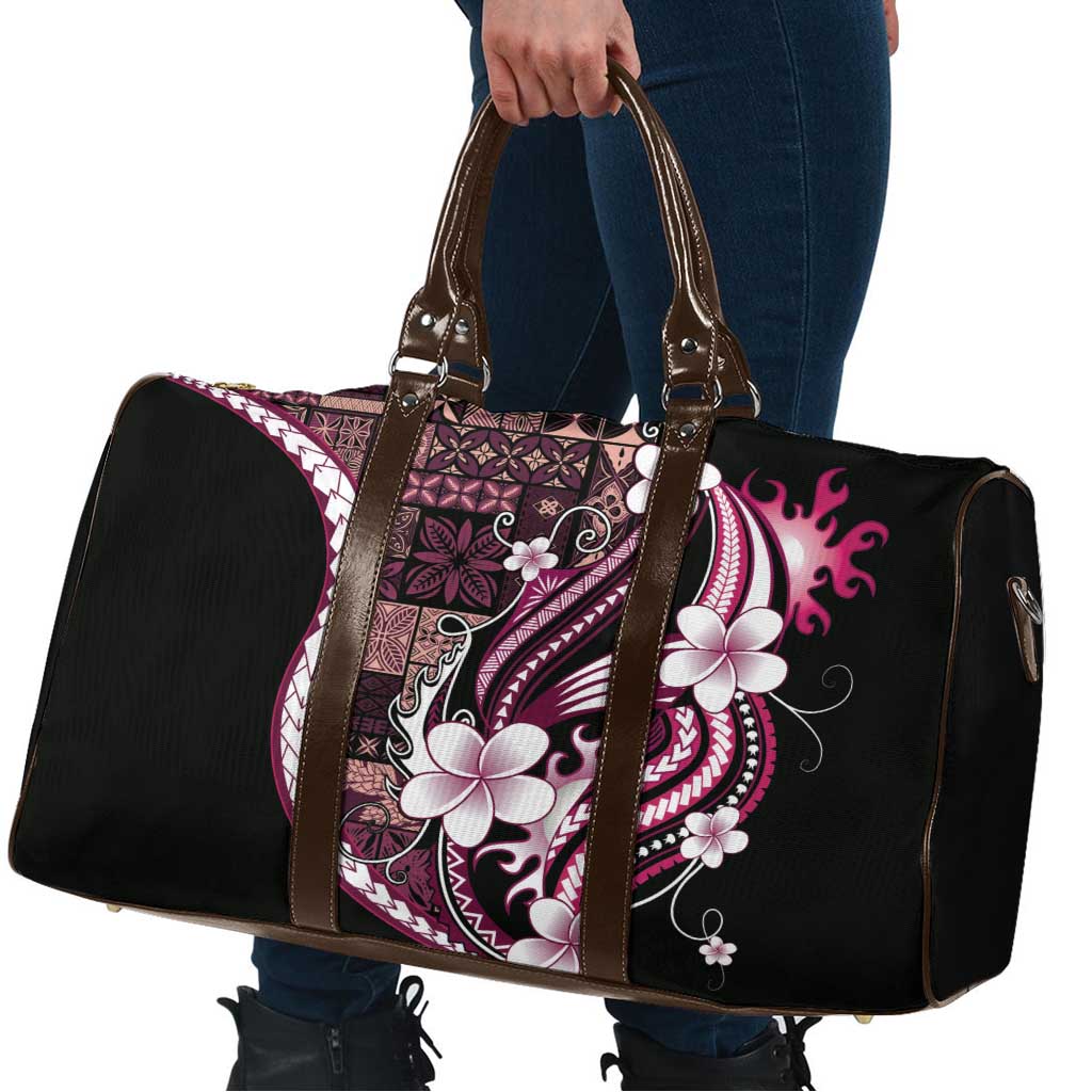 Samoa Siapo Tribal Pattern Travel Bag Violet Polynesian Plumeria Tapa Motif LT9 - Polynesian Pride