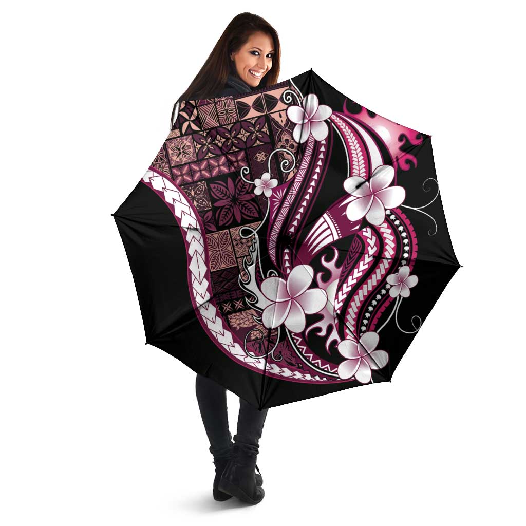 Samoa Siapo Tribal Pattern Umbrella Violet Polynesian Plumeria Tapa Motif