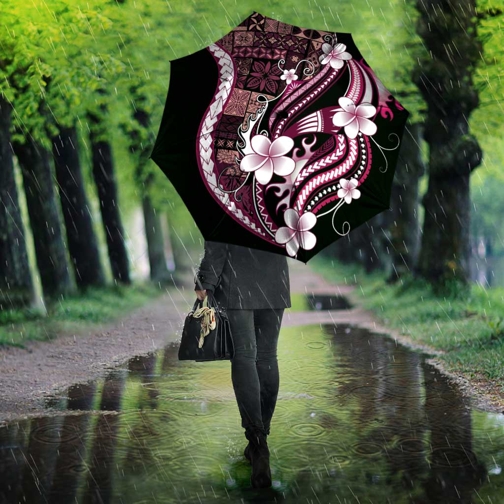 Samoa Siapo Tribal Pattern Umbrella Violet Polynesian Plumeria Tapa Motif