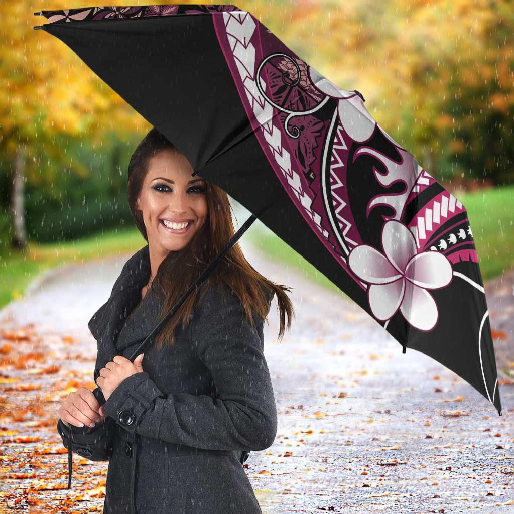 Samoa Siapo Tribal Pattern Umbrella Violet Polynesian Plumeria Tapa Motif