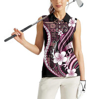 Samoa Siapo Tribal Pattern Women Sleeveless Polo Shirt Violet Polynesian Plumeria Tapa Motif LT9 - Polynesian Pride