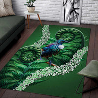 Tui Bird Koru Silver Fern Aotearoa Area Rug