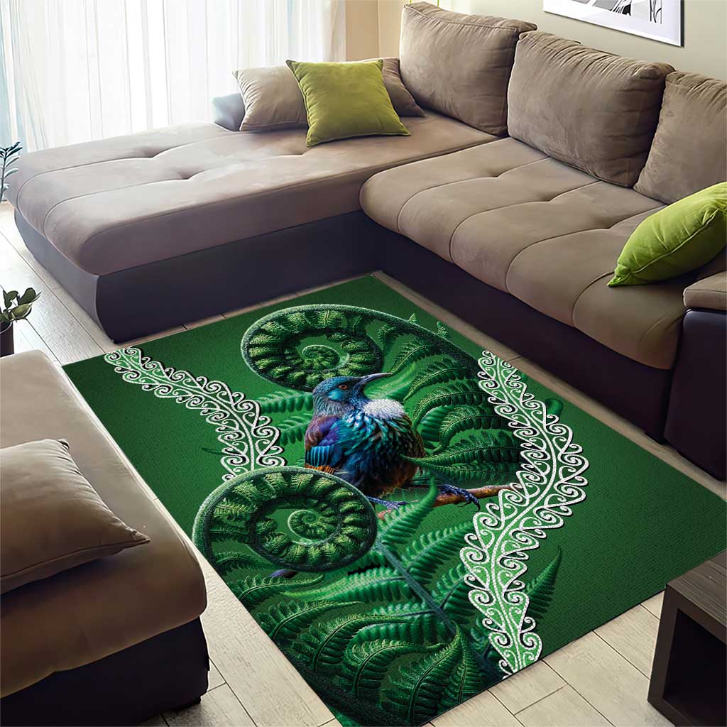 Tui Bird Koru Silver Fern Aotearoa Area Rug