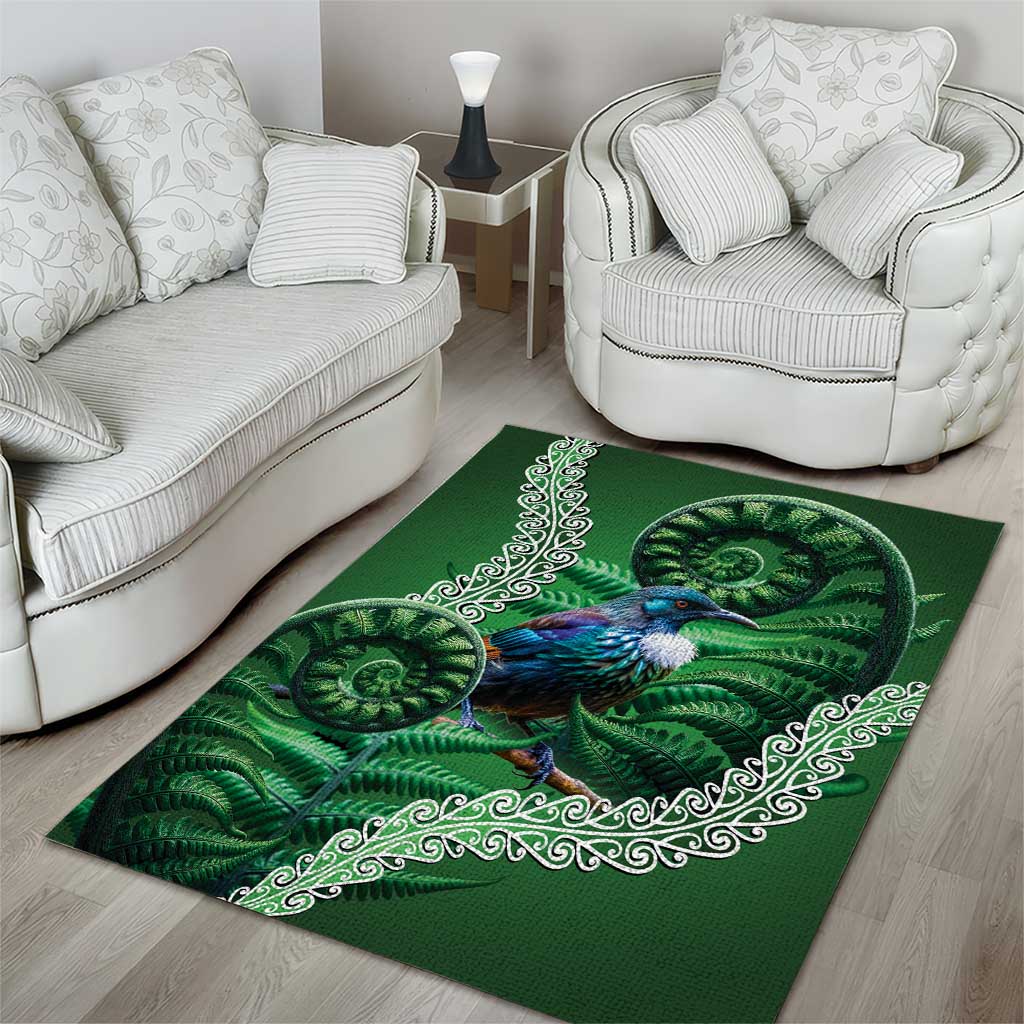 Tui Bird Koru Silver Fern Aotearoa Area Rug