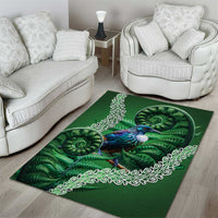 Tui Bird Koru Silver Fern Aotearoa Area Rug