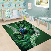 Tui Bird Koru Silver Fern Aotearoa Area Rug
