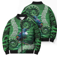 Tui Bird Koru Silver Fern Aotearoa Bomber Puffer Jacket