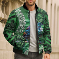Tui Bird Koru Silver Fern Aotearoa Bomber Puffer Jacket