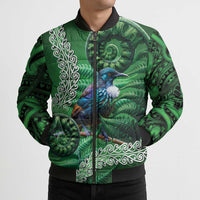 Tui Bird Koru Silver Fern Aotearoa Bomber Puffer Jacket