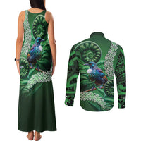Tui Bird Koru Silver Fern Aotearoa Couples Matching Tank Maxi Dress and Long Sleeve Button Shirt