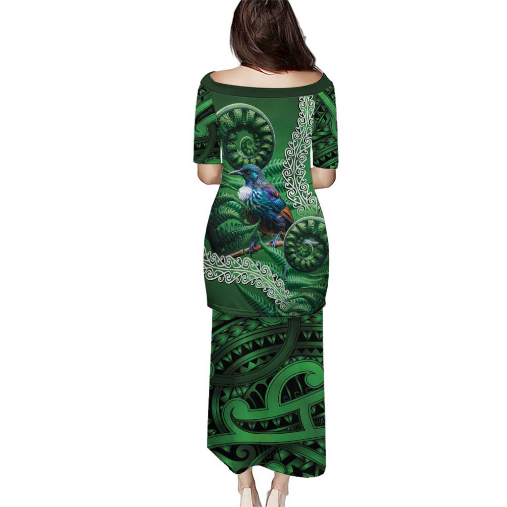 Tui Bird Koru Silver Fern Aotearoa Family Matching Puletasi and Hawaiian Shirt LT9 - Polynesian Pride