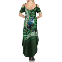 Tui Bird Koru Silver Fern Aotearoa Family Matching Summer Maxi Dress and Hawaiian Shirt