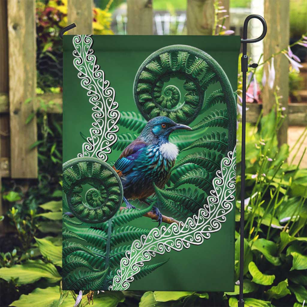 Tui Bird Koru Silver Fern Aotearoa Garden Flag LT9 Garden Flag Green - Polynesian Pride