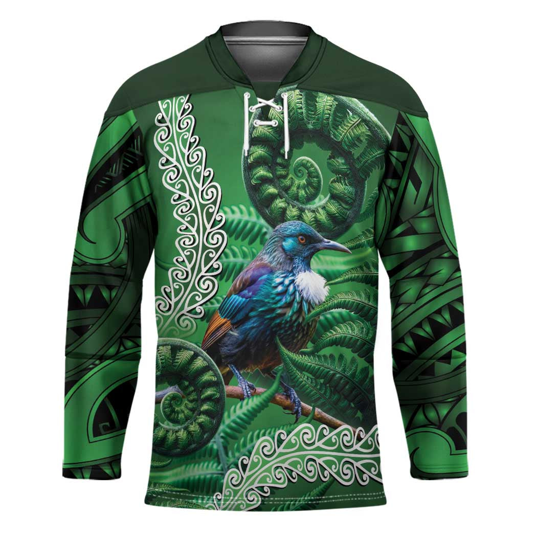 Tui Bird Koru Silver Fern Aotearoa Hockey Jersey LT9 Unisex Green - Polynesian Pride