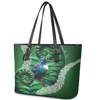 Tui Bird Koru Silver Fern Aotearoa Leather Tote Bag