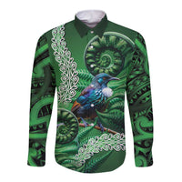 Tui Bird Koru Silver Fern Aotearoa Long Sleeve Button Shirt