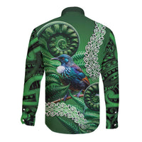 Tui Bird Koru Silver Fern Aotearoa Long Sleeve Button Shirt