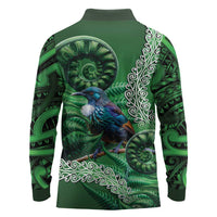 Tui Bird Koru Silver Fern Aotearoa Long Sleeve Polo Shirt