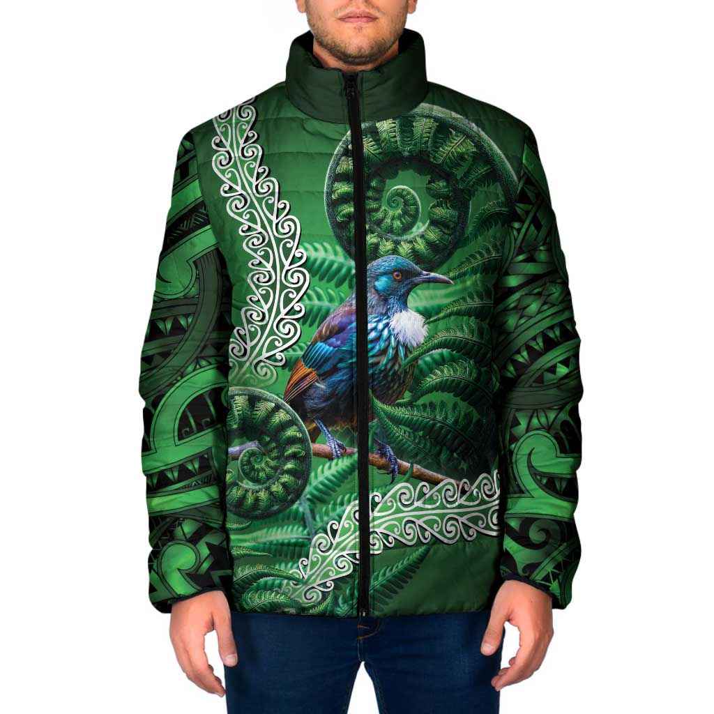 Tui Bird Koru Silver Fern Aotearoa Padded Jacket LT9 Men Green - Polynesian Pride