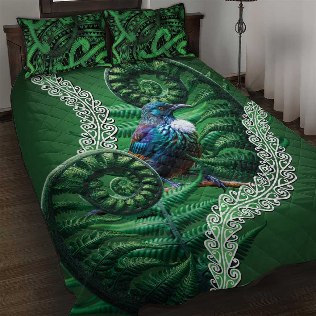 Tui Bird Koru Silver Fern Aotearoa Quilt Bed Set