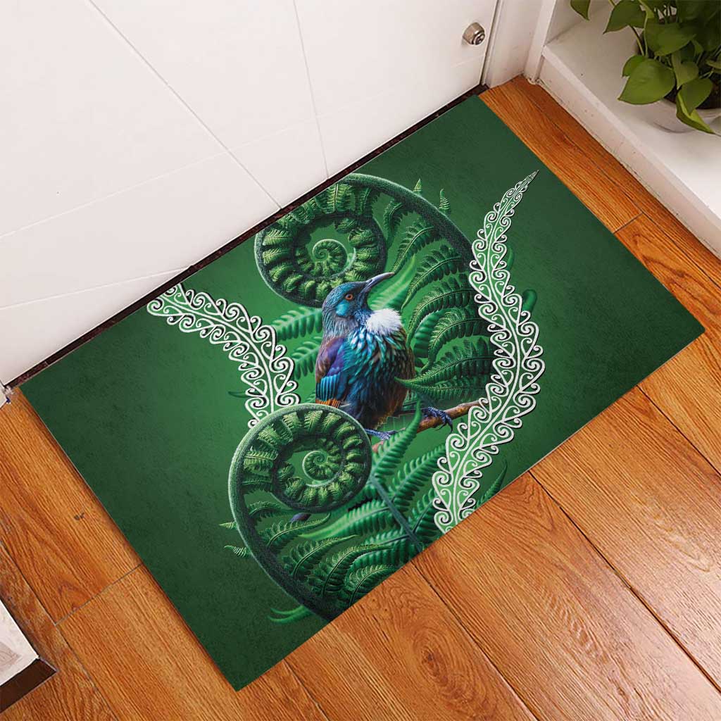 Tui Bird Koru Silver Fern Aotearoa Rubber Doormat