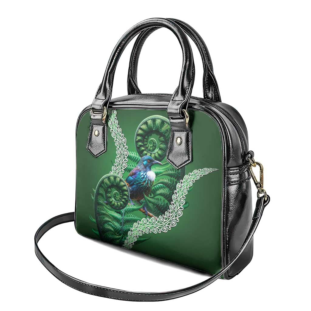 Tui Bird Koru Silver Fern Aotearoa Shoulder Handbag