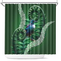 Tui Bird Koru Silver Fern Aotearoa Shower Curtain