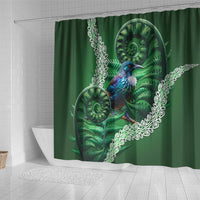 Tui Bird Koru Silver Fern Aotearoa Shower Curtain